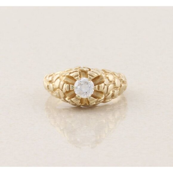 Unbranded Other - Mens 14k Yellow Gold .65 carat Diamond Belcher Ring Nugget Band Ring Size 10.25
